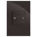 Cj Interruptor bipolar duplo simples 4x2 - Recta Chocolate gloss
